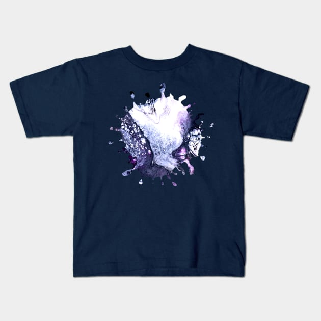 Icy Blue/Purple Acrylic Pour Paint Splash Kids T-Shirt by Designs_by_KC